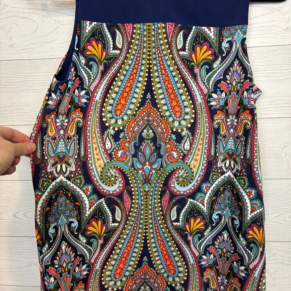 JUDE CONNALLY MULTICOLOR SHIFT DRESS SIZE SMALL NAVY BLUE - Picture 3 of 7